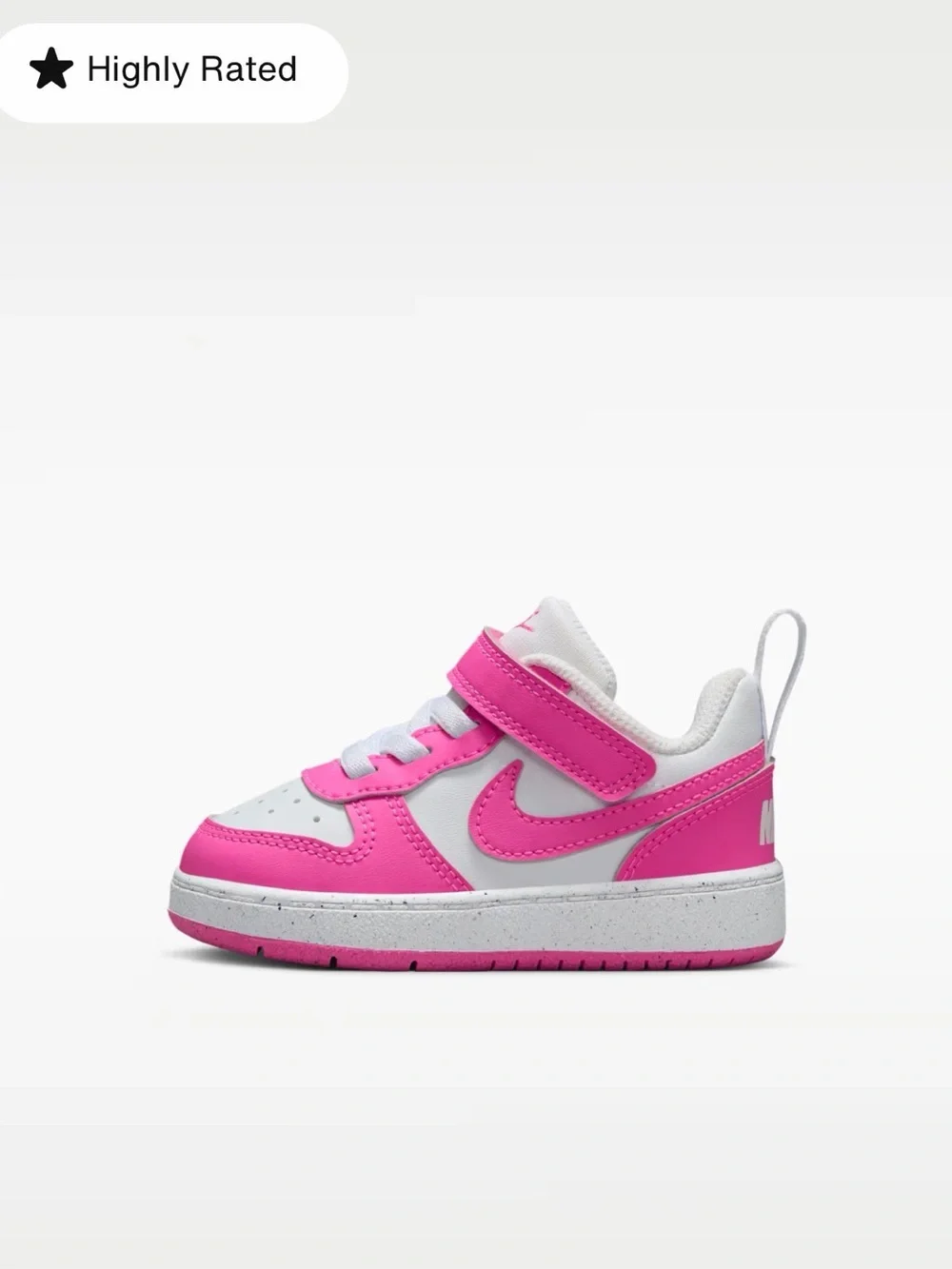 Nike Kids White and Hot Pink Velcro Sneakers